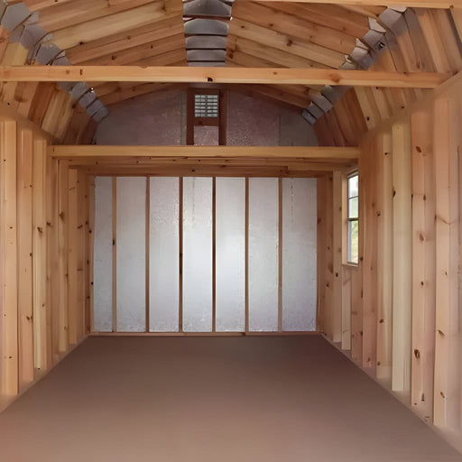 Little Cottage Company - Value Gambrel Barn with 6 Sidewall - Interior