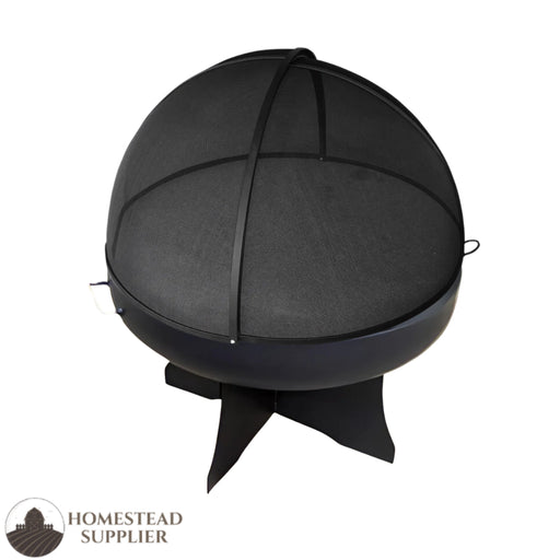 Master Flame Round Fire Pit Bowl with Standard X Base and Grate with Carbon Steel Pivot Screen