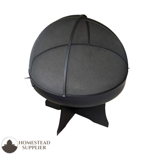 Master Flame Round Fire Pit Bowl with Standard X Base and Grate with Stainless Steel Pivot Screen