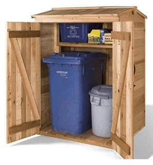 Cedarshed DIY 4x4 Green Pod Wooden Garbage Can & Recycling Bin Shed Kits - Full View