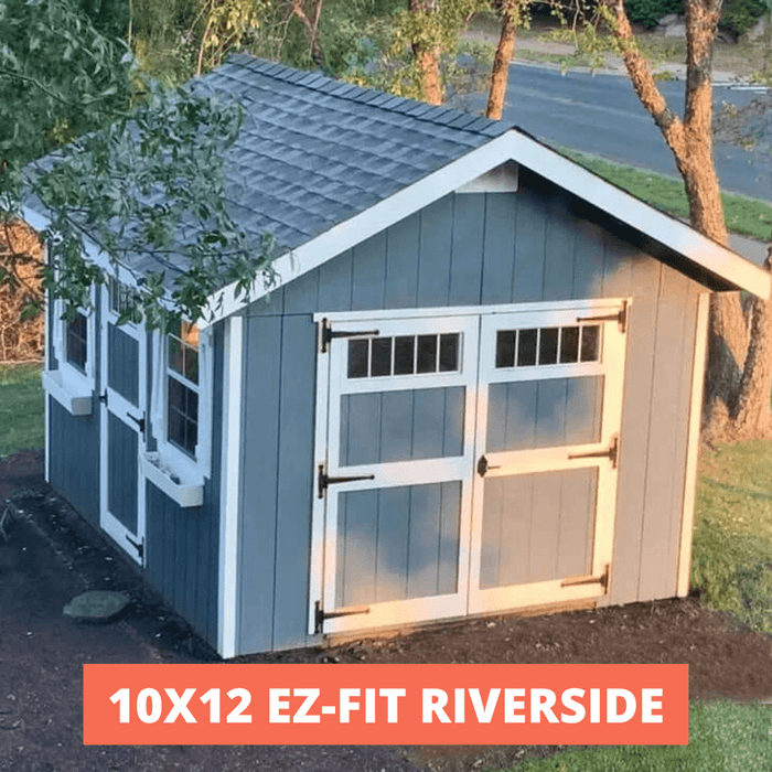 10x12 EZ Fit Riverside blue shed for outdoor storage