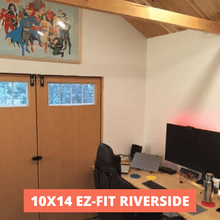 10x14 EZ Fit Riverside shed kit with interior double doors.