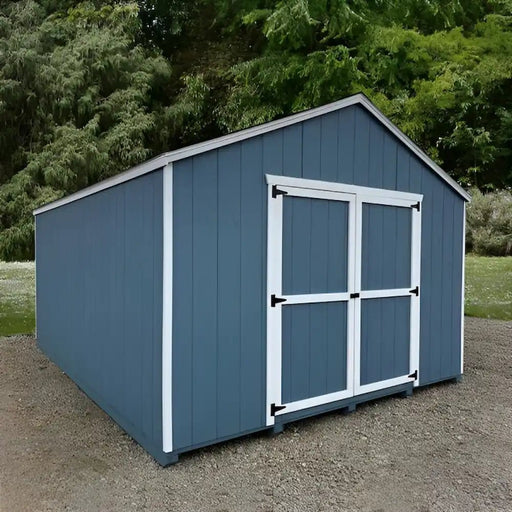 little cottage company 12x16 value gable shed painted blue