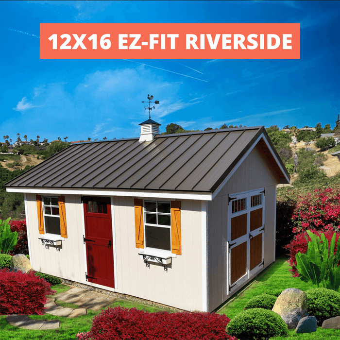 EZ-Fit Riverside Shed Kit 12x15 size Baige color with Flower