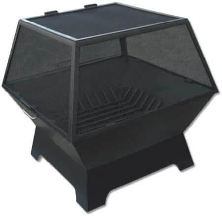 Master Flame 24" X 24" Square Fire Pit with Grate Carbon Steel with Hybrid Hinged Screen
