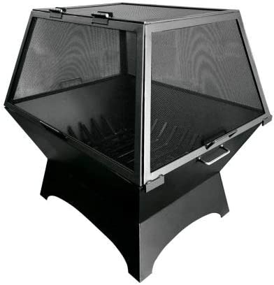 Master Flame 36" x 24" Rectangle Fire Pit with Grate, Carbon Steel With Hybrid Hinge Screen - Full View