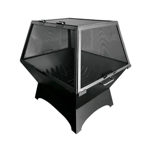 36X30-Rectangle-Fire-Pit-With-Grate-Carbon-Steel-With-Hybrid-Hinged-Screen-sideview