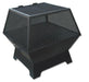 Master Flame Square Fire with Hybrid Hinged Screen and Grate in Carbon Steel - Full View