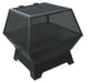 Master Flame Square Fire Pit with Stainless Hinged Screen and Grate in Carbon Steel - Full View