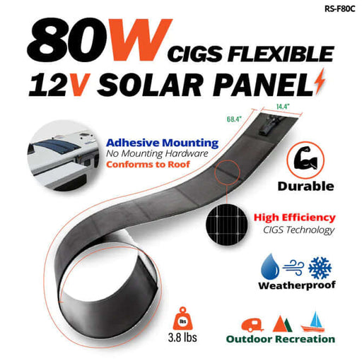 Mega 80 Watt CIGS Flexible Solar Panel - Specifications