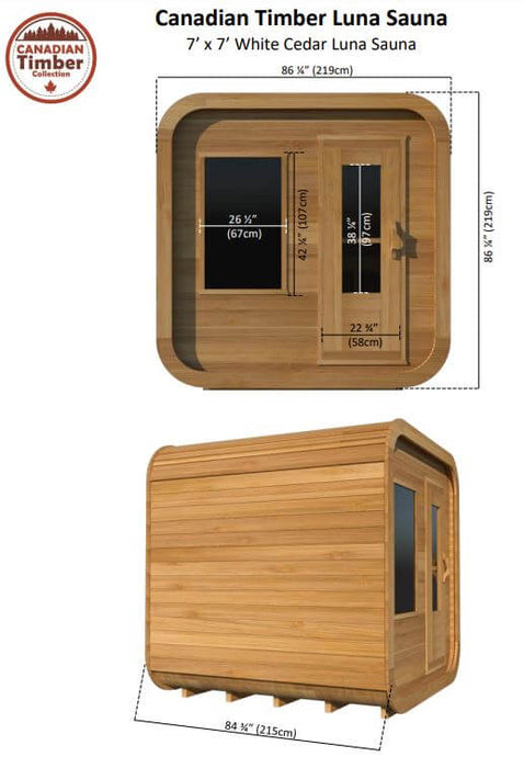 Dundalk Canadian Timber Luna Outdoor Sauna Specifications