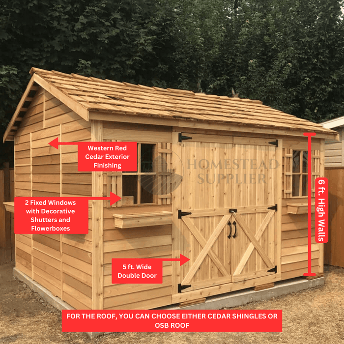 Cedarshed Longhouse Gable Style Double Door Shed Kit