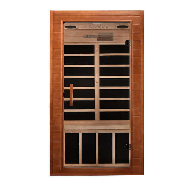 Golden Designs Dynamic Avila 1-2-person Infrared Sauna with Low EMF in Canadian Hemlock - Front View