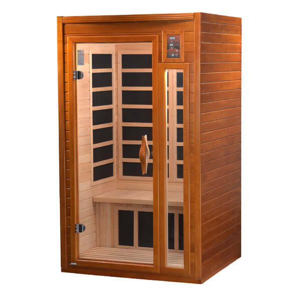 Golden Designs Dynamic Barcelona Elite 1-2-person Infrared Sauna with Low EMF in Canadian Hemlock - Side View