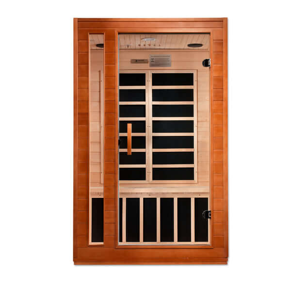 Golden Designs Dynamic Cordoba 2-person Infrared Sauna with Low EMF in Canadian Hemlock - Front View