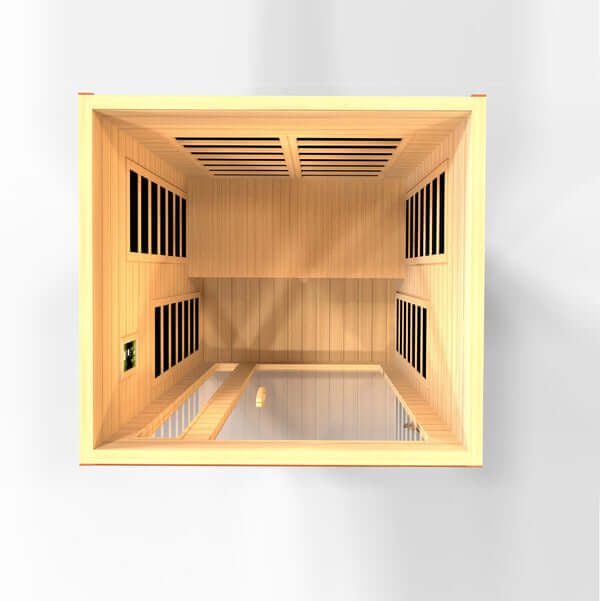 Golden Designs Dynamic Cordoba 2-person Infrared Sauna with Low EMF in Canadian Hemlock - Top View