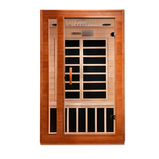 Golden Designs Dynamic Elite Cordoba 2-person Infrared Sauna with Ultra Low EMF in Canadian Hemlock - Front View