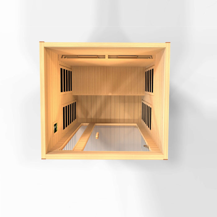 Golden Designs Dynamic Cordoba 2-person Full Spectrum Infrared Sauna with Near Zero EMF in Canadian Hemlock - Top View