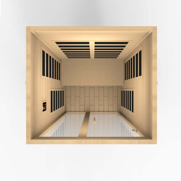 Golden Designs Dynamic Santiago 2-person Infrared Sauna with Low EMF in Canadian Hemlock - Top View