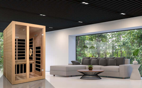 Golden Designs Dynamic Santiago 2-person Infrared Sauna with Low EMF in Canadian Hemlock - Indoor