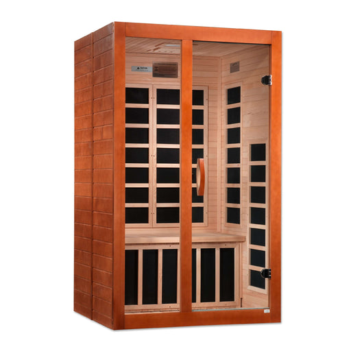 Golden Designs Dynamic Santiago Elite 2-person Infrared Sauna with Ultra Low EMF in Canadian Hemlock - Full View