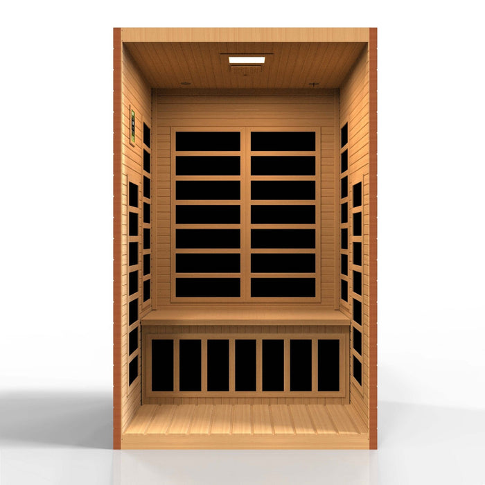 Golden Designs Dynamic Santiago Elite 2-person Infrared Sauna with Ultra Low EMF in Canadian Hemlock - Inside View