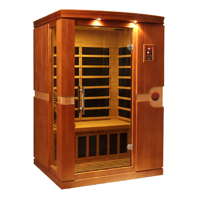 Golden Designs Dynamic Venice 2-person Infrared Sauna with Low EMF in Canadian Hemlock - Full View