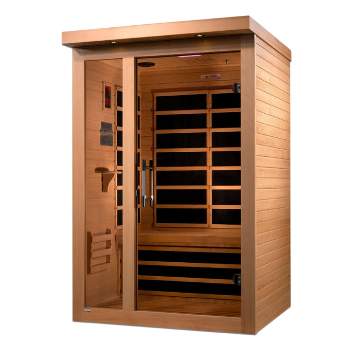 Golden Designs Dynamic Llumeneres 2-person Infrared Sauna with Ultra Low EMF in Canadian Hemlock - Side View