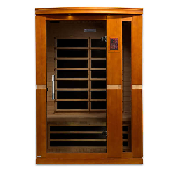 Golden Designs Dynamic Vittoria 2-person Infrared Sauna with Low EMF in Canadian Hemlock - Front View