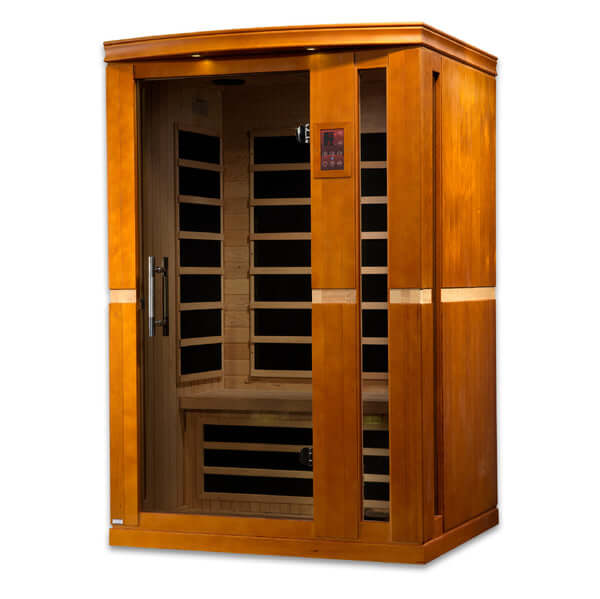 Golden Designs Dynamic Vittoria 2-person Infrared Sauna with Low EMF in Canadian Hemlock - Side View