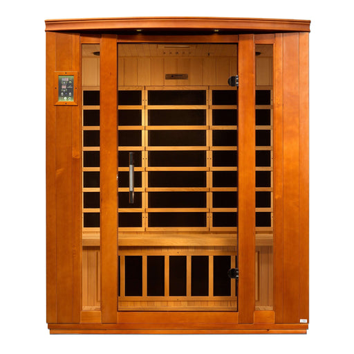 Golden Designs Dynamic Bellagio 3-person Infrared Sauna with Low EMF in Canadian Hemlock - Front View