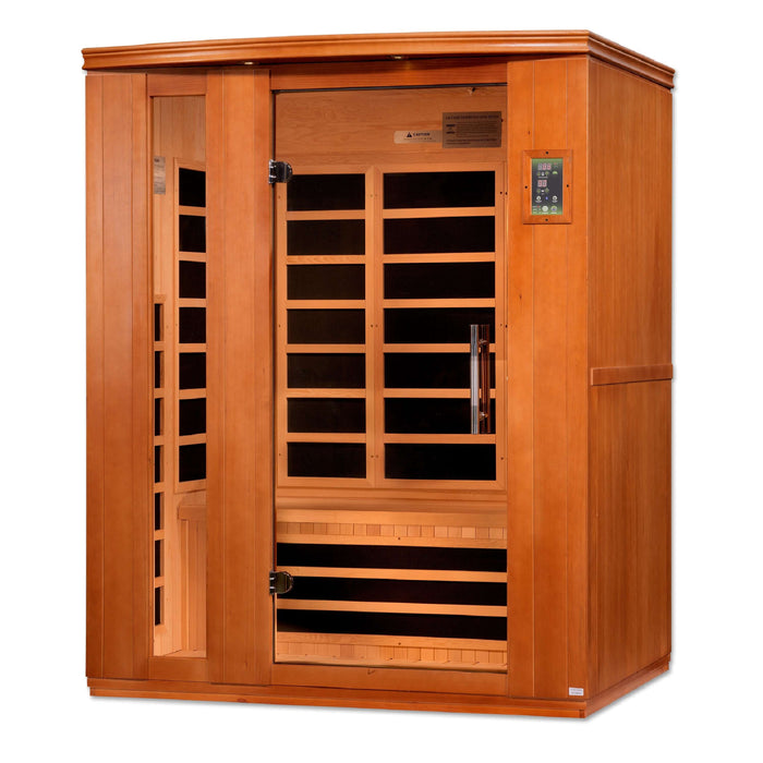 Golden Designs Dynamic Lugano Elite 3-person Infrared Sauna with Ultra Low EMF in Canadian Hemlock - Side View