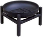 Master Flame Round Fire Pit Bowl with Four Leg Base-Square and Grate with Carbon Steel Pivot Screen - Full View