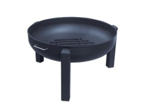 Master Flame Round Fire Pit Bowl with Tripod Base and Grate with Carbon Steel Pivot Screen - Full View