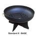 Master Flame Round Fire Pit Bowl with Standard X Base and Grate with Carbon Steel Pivot Screen - Full View