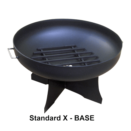 Master Flame Round Fire Pit Bowl with Standard X Base and Grate with Hybrid Steel Dome Screen - Full View