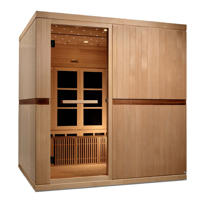 Golden Designs Dynamic Catalonia 8-person Infrared Sauna with Ultra Low EMF in Canadian Hemlock - Full View