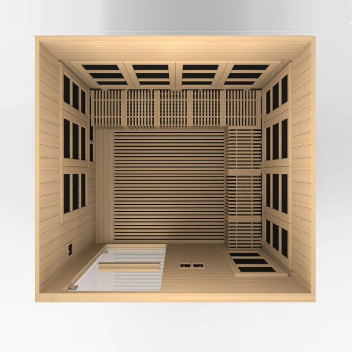 Golden Designs Dynamic Catalonia 8-person Infrared Sauna with Ultra Low EMF in Canadian Hemlock - Top View