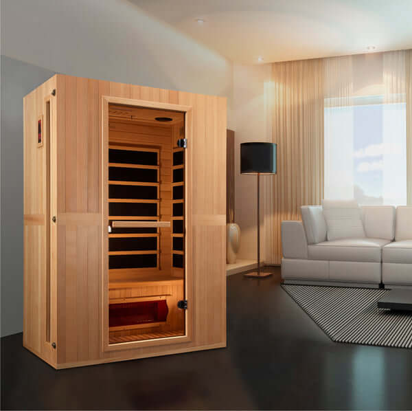 Golden Designs Maxxus Serenity 2-Person FAR Infrared Sauna with Low EMF in Canadian Hemlock