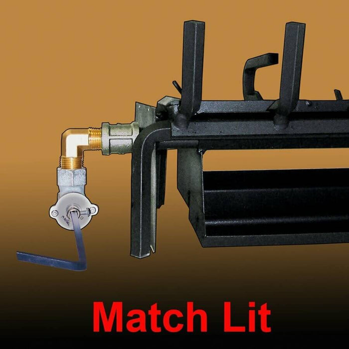 Master Flame Elite Triple Burner Natural Gas with Charred Split Oak Log Match Lit - Match Lit