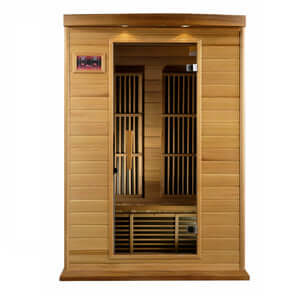 Golden Designs Maxxus 2-Person Infrared Sauna with Near Zero EMF in Canadian Red Cedar - Front View