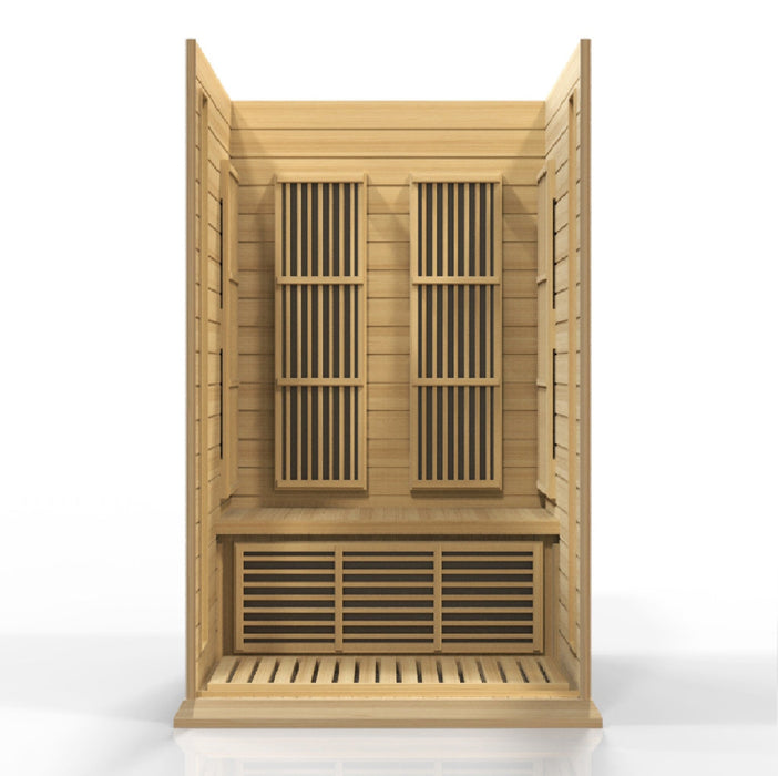 Golden Designs - Maxxus 2-Person FAR Infrared Sauna with Low EMF in Canadian Hemlock - Inside View