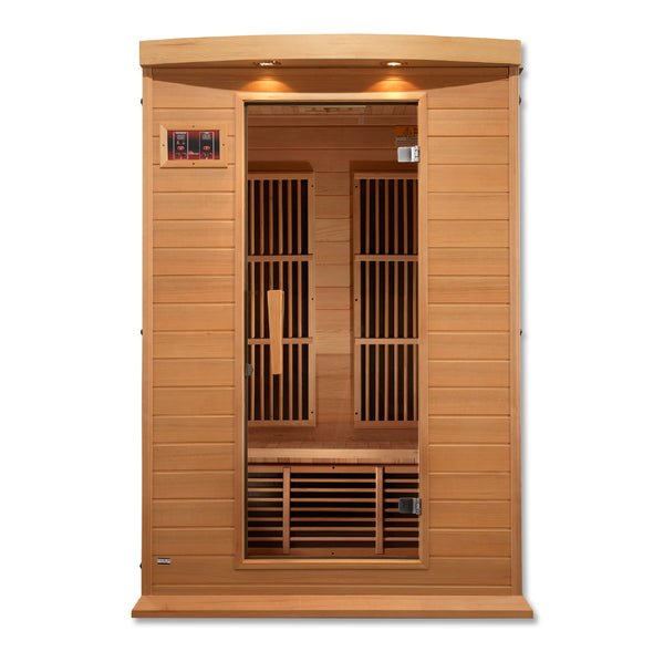 Golden Designs - Maxxus 2-Person FAR Infrared Sauna with Low EMF in Canadian Hemlock - Front View
