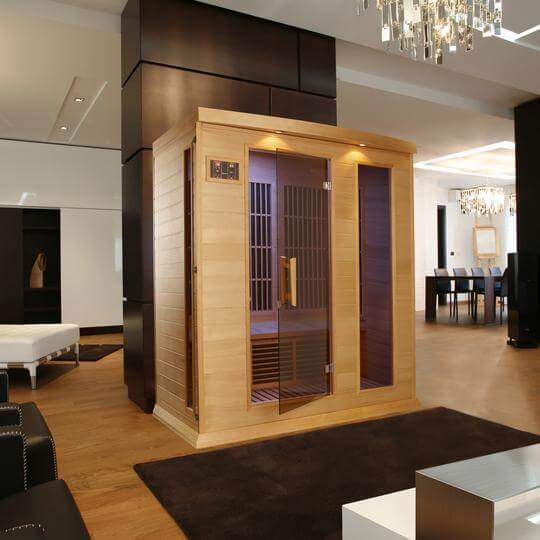 Golden Designs Maxxus 3-Person Infrared Sauna with Near Zero EMF in Canadian Red Cedar - Indoor