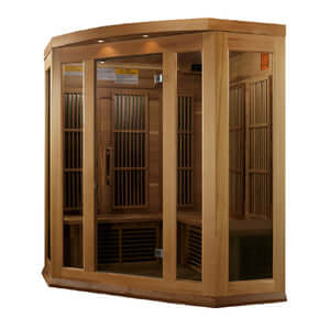 Golden Designs Maxxus Corner 3-Person Infrared Sauna with Near Zero EMF in Canadian Red Cedar - Side View