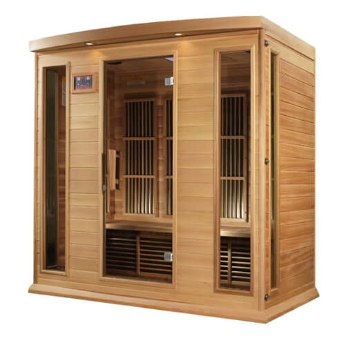 Golden Designs Maxxus Corner 4-Person Infrared Sauna with Near Zero EMF in Canadian Red Cedar - Side View