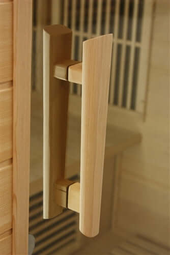 Golden Designs Maxxus Corner 4-Person Infrared Sauna with Near Zero EMF in Canadian Red Cedar - Door Handle
