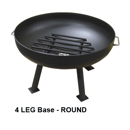 Master Flame Round Fire Pit Bowl with Four Leg Base-Round and Grate with Carbon Steel Dome Screen