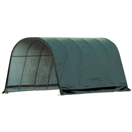 ShelterLogic 12x20x10 Round Style Run-In Shelter with Green Cover - Full View