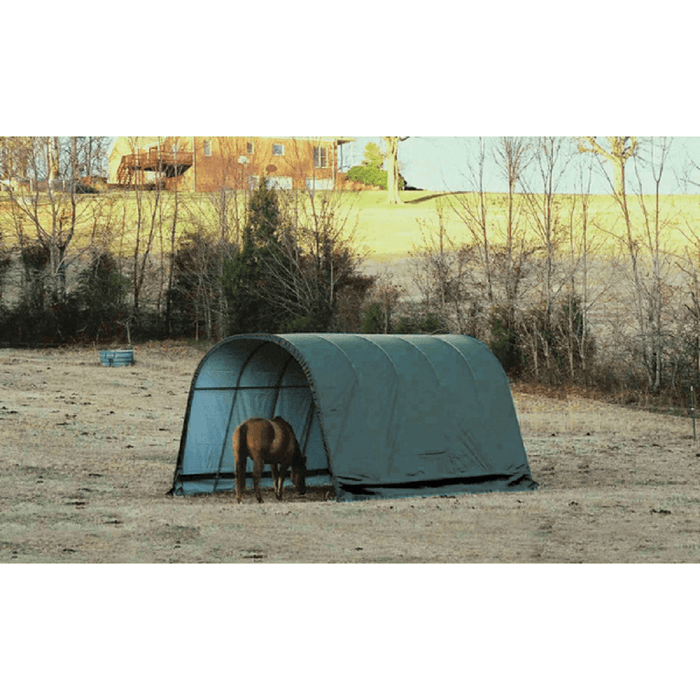 ShelterLogic 12x20x10 Round Style Run-In Shelter with Green Cover - Outdoor